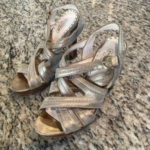 Coach Brynne Brushed Metal Strappy Pump Women's Heels Sandals Shoes Size 8